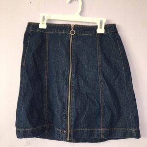 H&M Navy Zip-Up Denim Skirt
